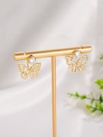 1 Pair Elegant Glam Shiny Butterfly Plating Inlay Copper Opal Zircon 18k Gold Plated Ear Studs main image 6