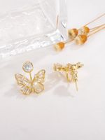 1 Pair Elegant Glam Shiny Butterfly Plating Inlay Copper Opal Zircon 18k Gold Plated Ear Studs main image 3