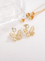 1 Pair Elegant Glam Shiny Butterfly Plating Inlay Copper Opal Zircon 18k Gold Plated Ear Studs main image 5