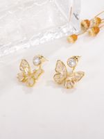 1 Pair Elegant Glam Shiny Butterfly Plating Inlay Copper Opal Zircon 18k Gold Plated Ear Studs main image 4