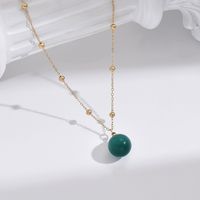 304 Stainless Steel Synthetic Resin Glass 14K Gold Plated Elegant Vintage Style Beaded Plating Inlay Round Life Tree Zircon Double Layer Necklaces Necklace main image 3