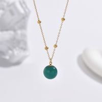 304 Stainless Steel Synthetic Resin Glass 14K Gold Plated Elegant Vintage Style Beaded Plating Inlay Round Life Tree Zircon Double Layer Necklaces Necklace main image 4