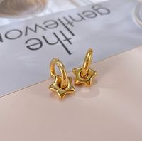 1 Pair Retro Star Heart Shape Plating Titanium Steel 18k Gold Plated Drop Earrings main image 9