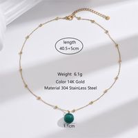 304 Stainless Steel Synthetic Resin Glass 14K Gold Plated Elegant Vintage Style Beaded Plating Inlay Round Life Tree Zircon Double Layer Necklaces Necklace sku image 1