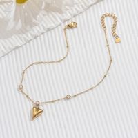 Stainless Steel 14K Gold Plated Simple Style Classic Style Beaded Plating Inlay Round Heart Shape Zircon Bracelets Anklet main image 7