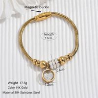 Stainless Steel 14K Gold Plated Simple Style Classic Style Beaded Plating Inlay Round Heart Shape Zircon Bracelets Anklet sku image 3