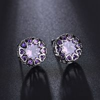 1 Pair Simple Style Shiny Round Heart Shape Plating Inlay Copper Alloy Zircon White Gold Plated Ear Studs main image 1