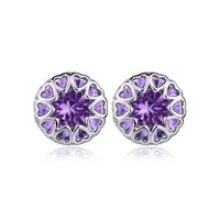 1 Pair Simple Style Shiny Round Heart Shape Plating Inlay Copper Alloy Zircon White Gold Plated Ear Studs main image 3