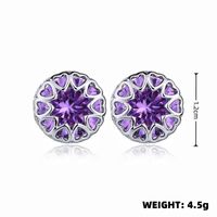 1 Pair Simple Style Shiny Round Heart Shape Plating Inlay Copper Alloy Zircon White Gold Plated Ear Studs main image 2