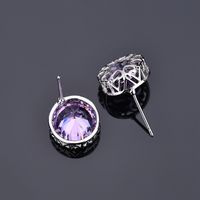 1 Pair Simple Style Shiny Round Heart Shape Plating Inlay Copper Alloy Zircon White Gold Plated Ear Studs main image 4