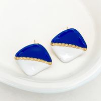 1 Pair Elegant Artistic Triangle Square Enamel Plating Chain 304 Stainless Steel 14K Gold Plated Ear Studs main image 3