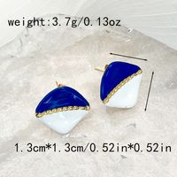 1 Pair Elegant Artistic Triangle Square Enamel Plating Chain 304 Stainless Steel 14K Gold Plated Ear Studs sku image 1