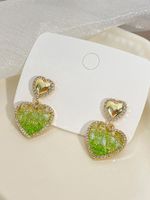 1 Pair Sweet Heart Shape Inlay Alloy Artificial Crystal Rhinestones Drop Earrings main image 4