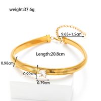 Simple Style Round Square Stainless Steel Plating Inlay Zircon 18k Gold Plated Bracelets Necklace sku image 11