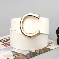 Simple Style Classic Style Letter Solid Color Pu Leather Buckle Women's Leather Belts main image 5