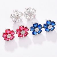 1 Pair Sweet Shiny Flower Plating Inlay Copper Alloy Crystal Zircon White Gold Plated Ear Studs main image 1