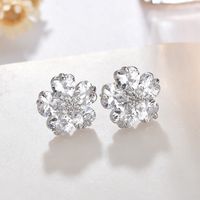1 Pair Sweet Shiny Flower Plating Inlay Copper Alloy Crystal Zircon White Gold Plated Ear Studs main image 3
