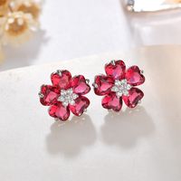 1 Pair Sweet Shiny Flower Plating Inlay Copper Alloy Crystal Zircon White Gold Plated Ear Studs main image 5