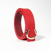 Simple Style Classic Style Letter Solid Color Pu Leather Buckle Women's Leather Belts sku image 3