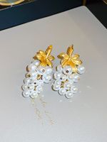 1 Pair Exaggerated Sweet Grape Imitation Pearl Alloy Drop Earrings sku image 1