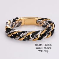 Hip-Hop Rock Cool Style Geometric Stainless Steel 18K Gold Plated Unisex Bracelets main image 5