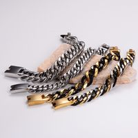 Hip-Hop Rock Cool Style Geometric Stainless Steel 18K Gold Plated Unisex Bracelets main image 8