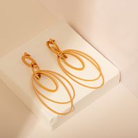 1 Pair Elegant Streetwear Oval Plating 304 Stainless Steel 14K Gold Plated Drop Earrings main image 4