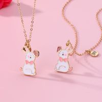 Süß Einfacher Stil Kaninchen Herzform Legierung Emaille Ostern Kinder Halskette Mit Anhänger main image 4