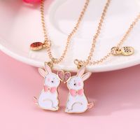 Süß Einfacher Stil Kaninchen Herzform Legierung Emaille Ostern Kinder Halskette Mit Anhänger main image 6