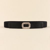 Elegant Simple Style Solid Color Pu Leather Alloy Inlay Glass Stone Women's Leather Belts main image 7
