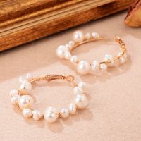 1 Pair Glam Luxurious Round Plating Braid Freshwater Pearl Copper 18k Gold Plated Earrings main image 3