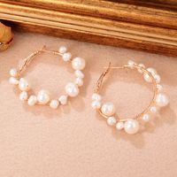 1 Pair Glam Luxurious Round Plating Braid Freshwater Pearl Copper 18k Gold Plated Earrings main image 1