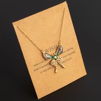 Stainless Steel 18K Gold Plated Streetwear Shiny Plating Hollow Out Inlay Butterfly Rhinestones Zircon Pendant Necklace sku image 3