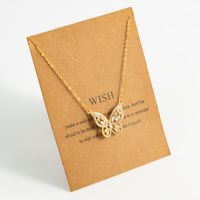 Stainless Steel 18K Gold Plated Streetwear Shiny Plating Hollow Out Inlay Butterfly Rhinestones Zircon Pendant Necklace sku image 1