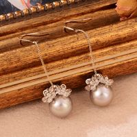 1 Pair Elegant Shiny Geometric Tassel Tassel Plating Inlay Copper Pearl Zircon 18k Gold Plated Drop Earrings main image 9