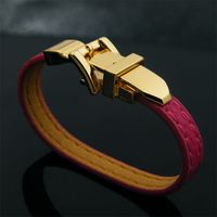 Retro Commute Solid Color Pu Leather Alloy Plating Women's Wristband main image 4