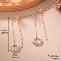 1 Pair Elegant Shiny Geometric Tassel Tassel Plating Inlay Copper Pearl Zircon 18k Gold Plated Drop Earrings sku image 4