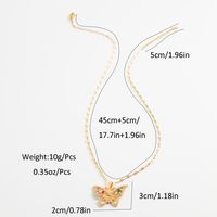 Stainless Steel 18K Gold Plated Streetwear Shiny Plating Hollow Out Inlay Butterfly Rhinestones Zircon Pendant Necklace main image 2