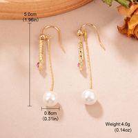 1 Pair Elegant Shiny Geometric Tassel Tassel Plating Inlay Copper Pearl Zircon 18k Gold Plated Drop Earrings sku image 3
