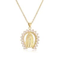 Ig Style Simple Style Human Virgin Mary Copper Plating Inlay Zircon Gold Plated Pendant Necklace main image 6
