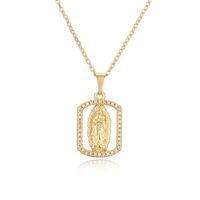 Ig Style Simple Style Human Virgin Mary Copper Plating Inlay Zircon Gold Plated Pendant Necklace main image 3