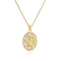 Ig Style Simple Style Human Virgin Mary Copper Plating Inlay Zircon Gold Plated Pendant Necklace main image 4