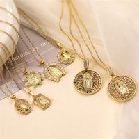 Ig Style Simple Style Human Virgin Mary Copper Plating Inlay Zircon Gold Plated Pendant Necklace main image 1