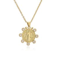 Ig Style Simple Style Human Virgin Mary Copper Plating Inlay Zircon Gold Plated Pendant Necklace main image 7