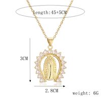 Ig Style Simple Style Human Virgin Mary Copper Plating Inlay Zircon Gold Plated Pendant Necklace sku image 5