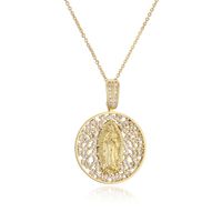 Ig Style Simple Style Human Virgin Mary Copper Plating Inlay Zircon Gold Plated Pendant Necklace sku image 6