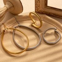 Einfacher Stil Runden Einfarbig Rostfreier Stahl Überzug 18 Karat Vergoldet Armbänder Halskette main image 1