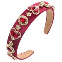 Women's Sweet Heart Shape Alloy Cloth Inlay Rhinestones Hair Band sku image 4