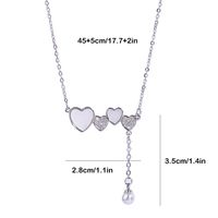 Sweet Simple Style Heart Shape Stainless Steel Copper Plating Inlay Pearl Zircon White Gold Plated Pendant Necklace main image 2