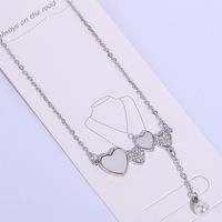 Sweet Simple Style Heart Shape Stainless Steel Copper Plating Inlay Pearl Zircon White Gold Plated Pendant Necklace main image 9